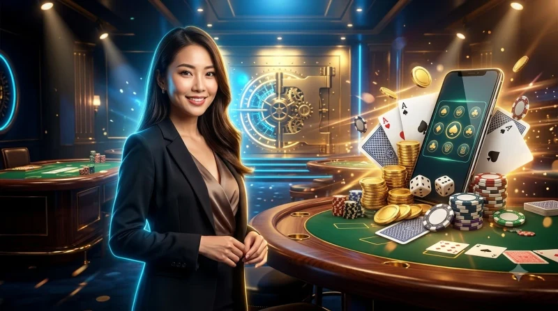 Điện thoại minh họa giao diện sảnh casino trực tuyến AE Sexy dành cho người trưởng thành