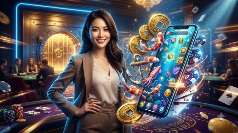 Người chơi tìm hiểu giao diện Chúa tể đại dương và quan sát đàn cá